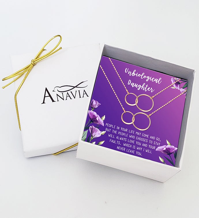 Unbiological Daughter Double Silver Infinity Rings And Card Gift Box